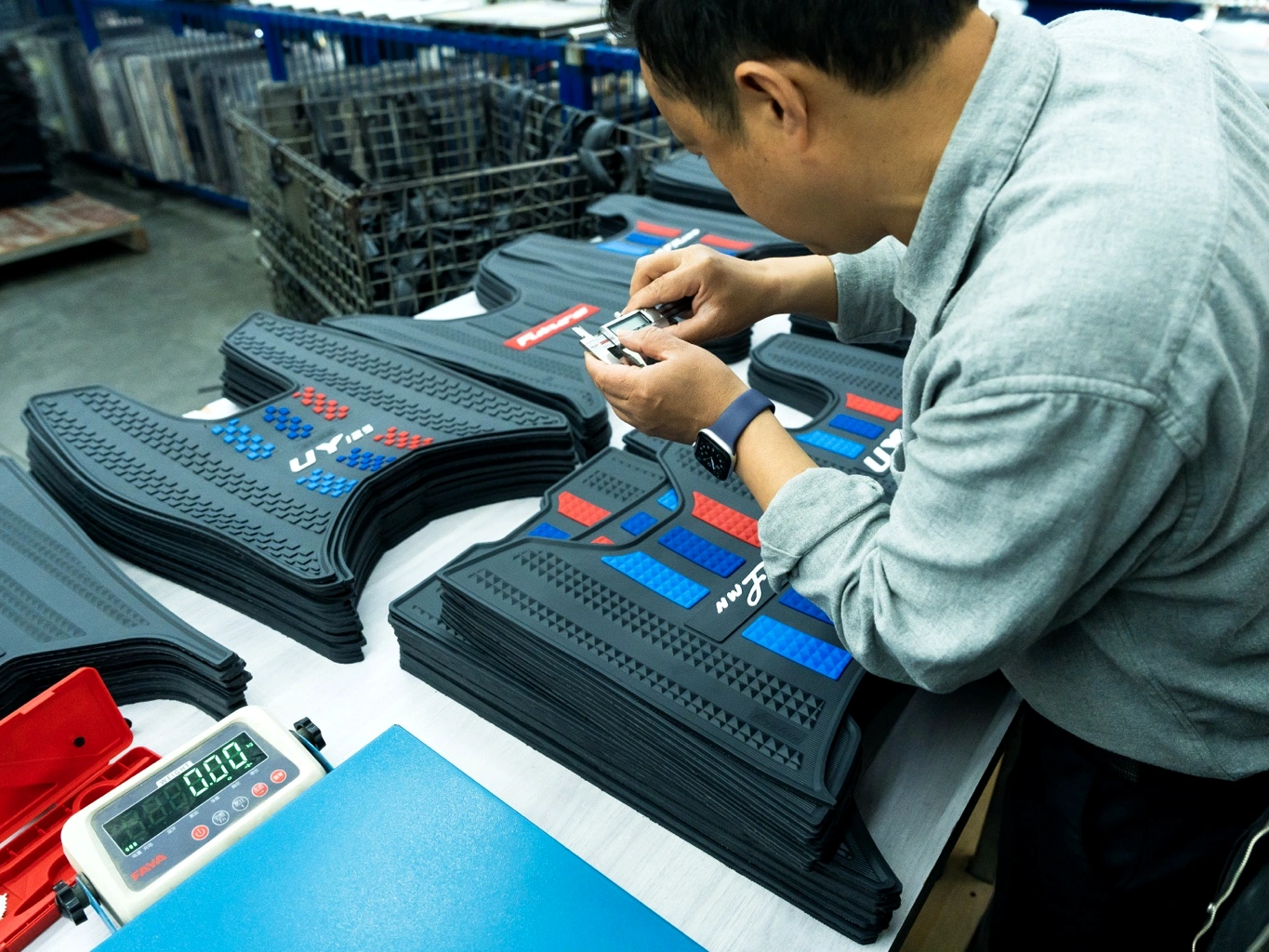 Quality control during car mat production